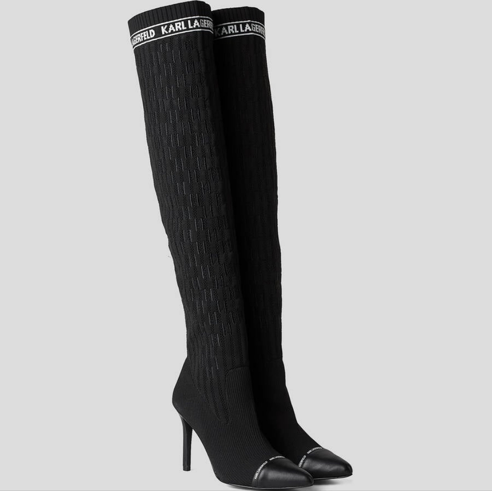 Karl Lagerfeld Black Knee-High Boots